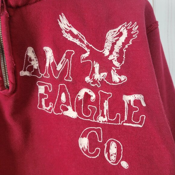Y2K American Eagle ¼ Zip Hooded Embroidered Sweatshirt, Men’s XL Hoodie, EUC - Picture 2 of 9